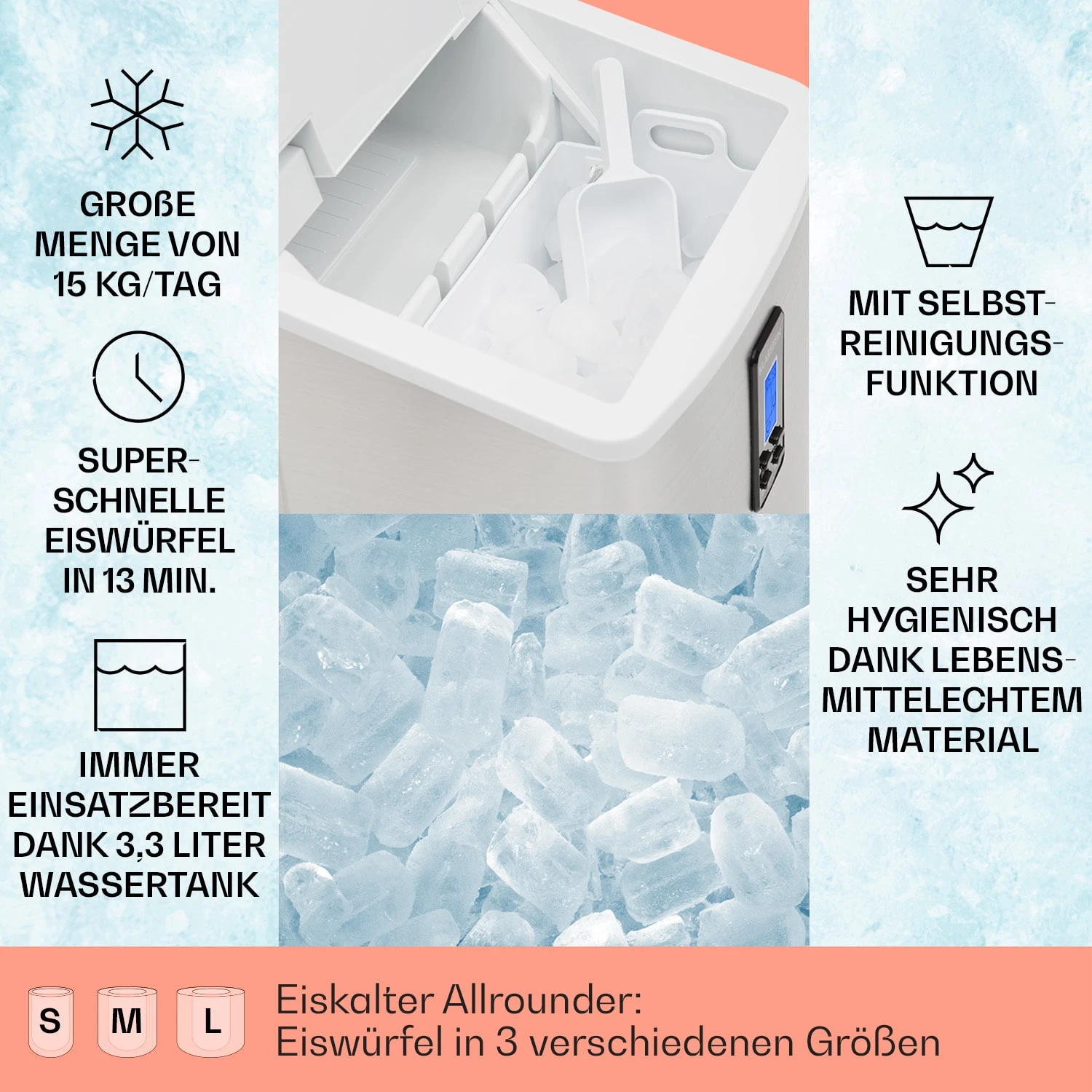 Mr. Silver-Frost Eismaschine 150W Edelstahl Weiß 15kg – Bild 2