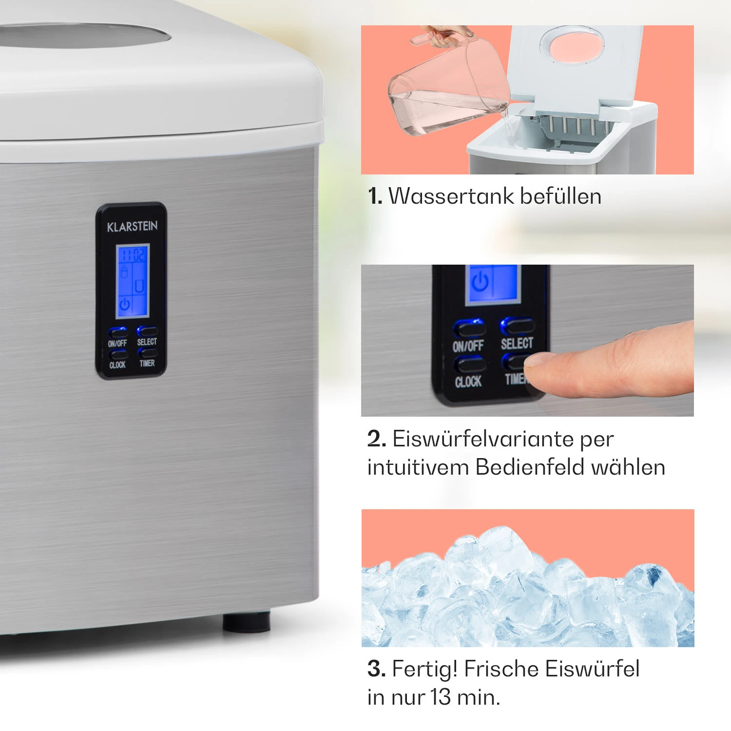 Mr. Silver-Frost Eismaschine 150W Edelstahl Weiß 15kg – Bild 4