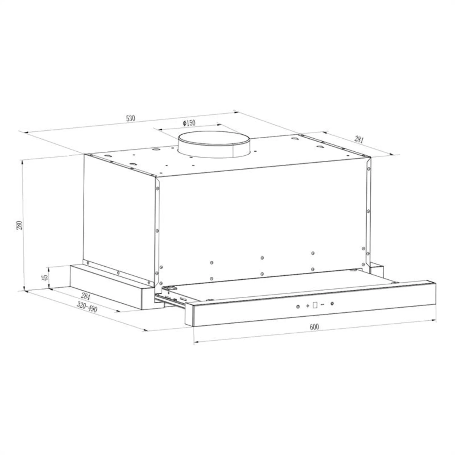 Vinea Unterbau-Dunstabzugshaube Flachschirmhaube 60cm Schwarz – Bild 6
