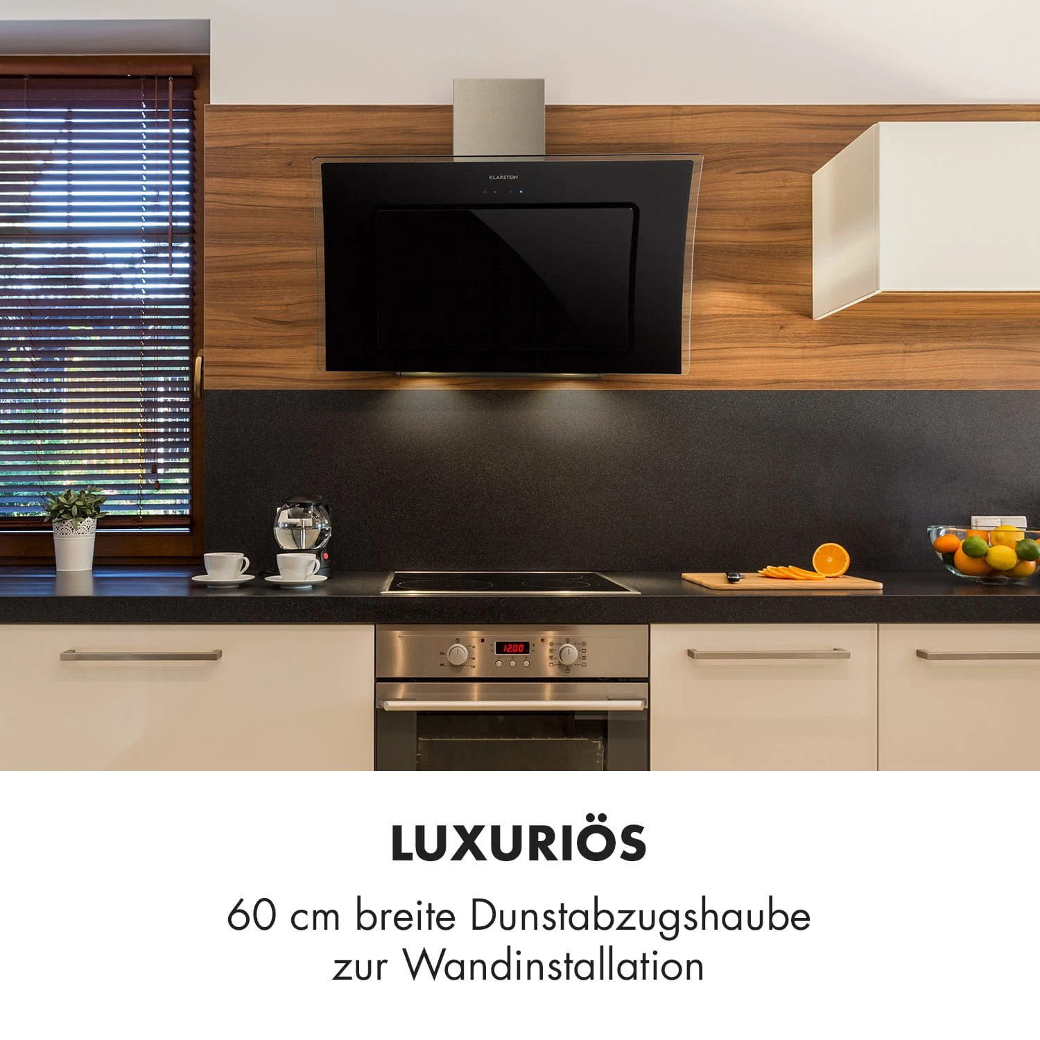 Sabia 90 Dunstabzugshaube 90cm 600m³/h LEDs 3 Leistungsstufen Schwarz – Bild 2