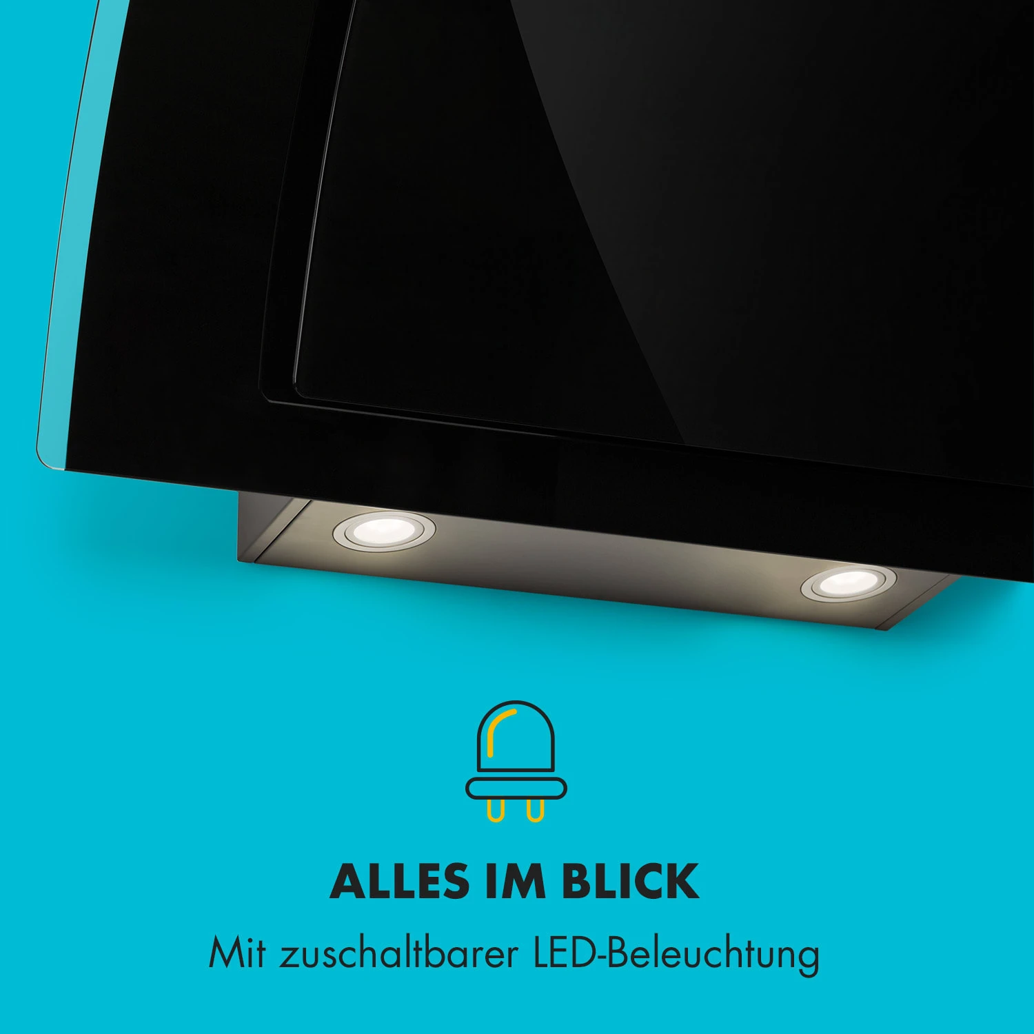 Sabia 90 Dunstabzugshaube 90cm 600m³/h LEDs 3 Leistungsstufen Schwarz – Bild 5