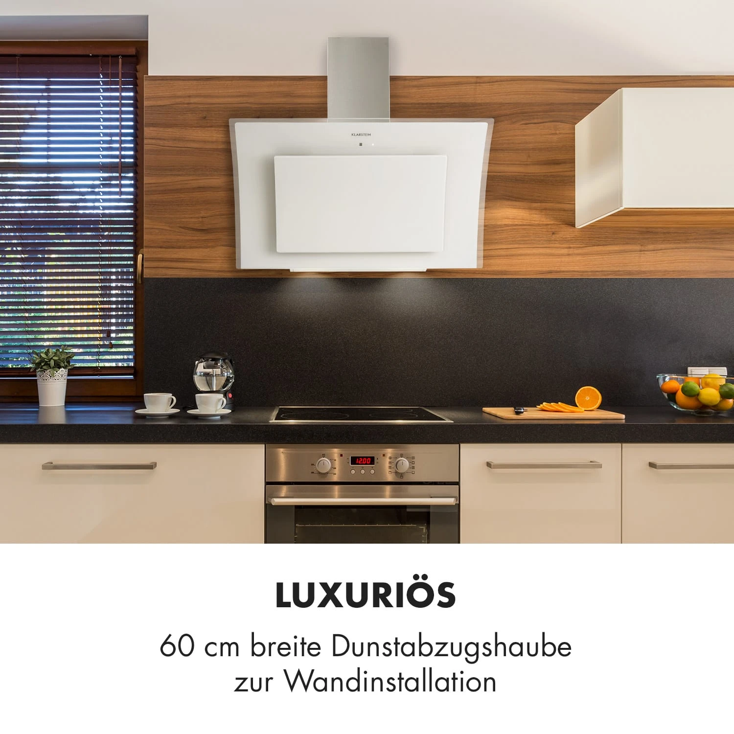 Sabia 90 Dunstabzugshaube 90cm 600m³/h LEDs 3 Leistungsstufen Weiß – Bild 2