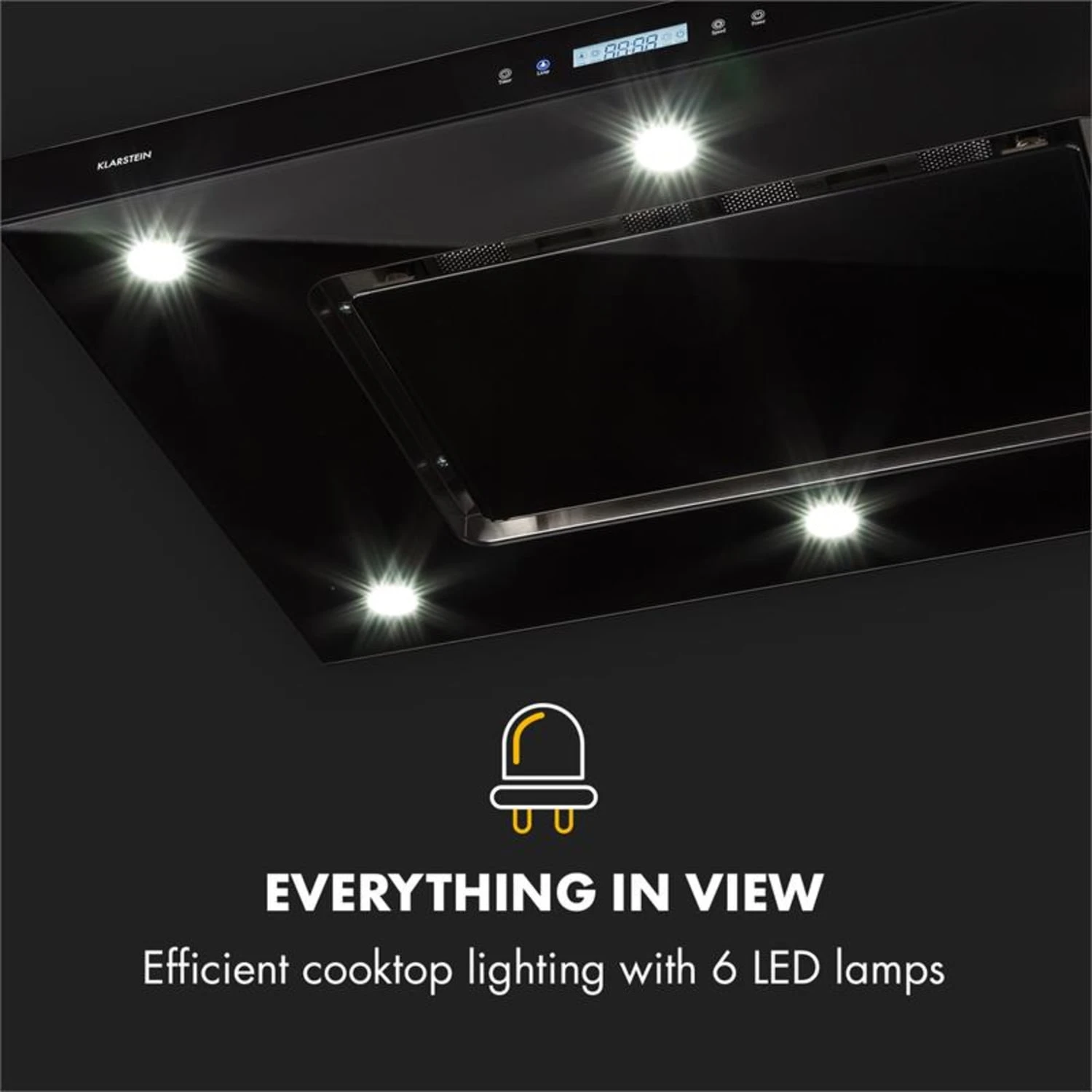 Valeria Inselabzugshaube 90cm 650m³/h Abluft Touch LED Glas Edelstahl – Bild 3