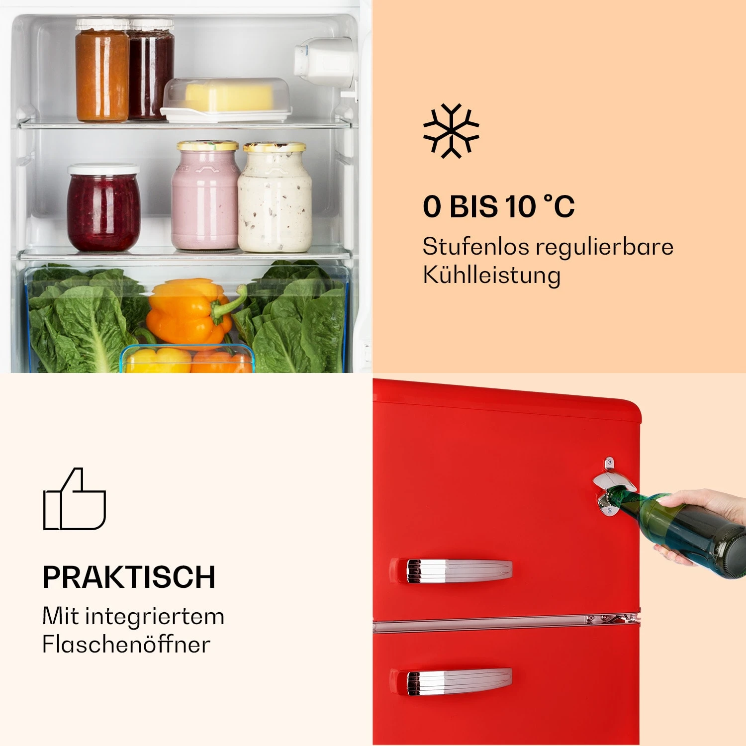 Irene Kühl- & Gefrierkombination 85 Liter Retro-Design – Bild 3