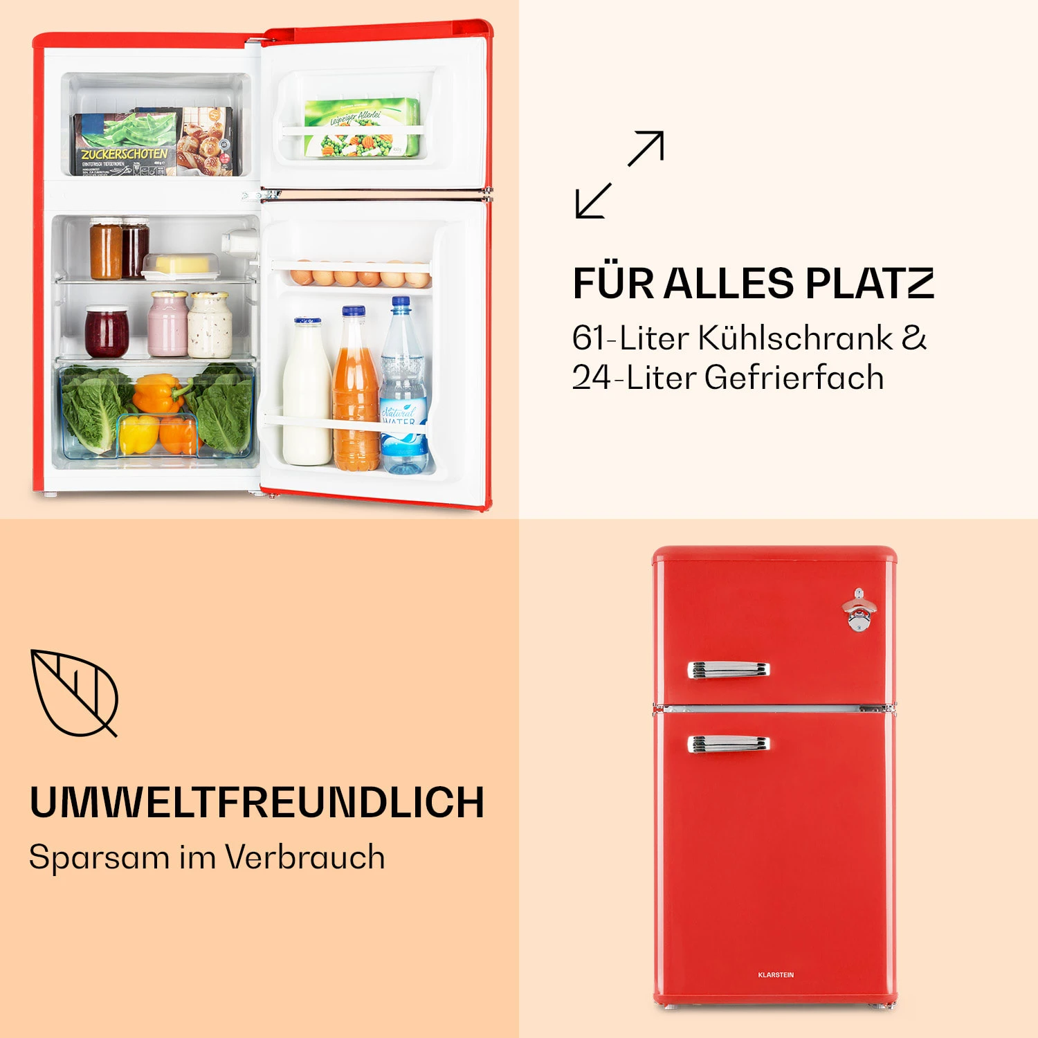 Irene Kühl- & Gefrierkombination 85 Liter Retro-Design – Bild 4