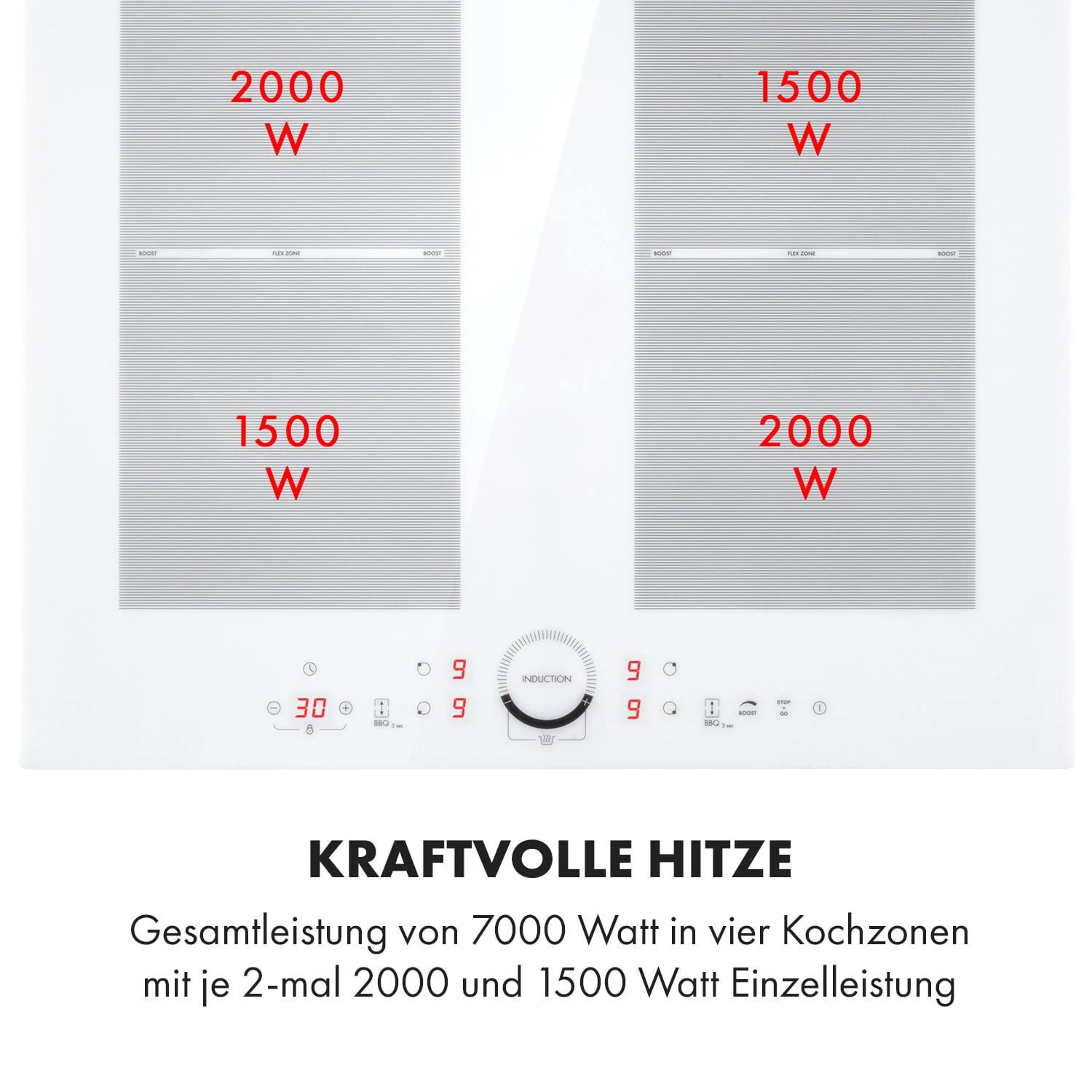 Delicatessa 60 Induktionskochfeld 4 Zonen 7000W Timer Weiß – Bild 4