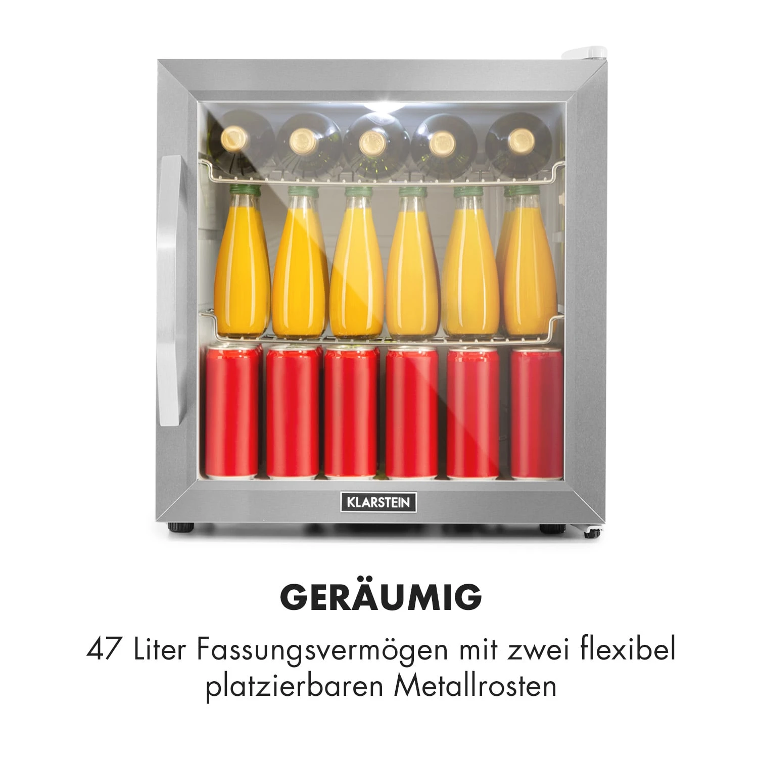 Beersafe L Crystal White Kühlschrank 47 Ltr 2 Böden Glastür Edelstahl – Bild 3
