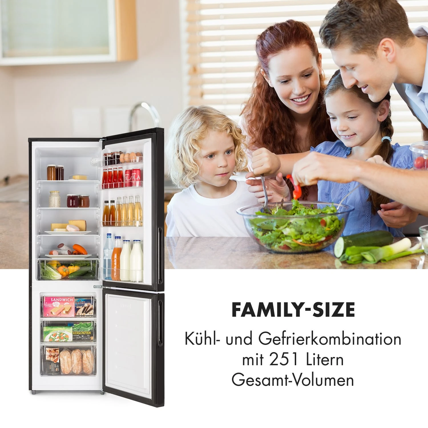 Miro XL Kühl-Gefrierkombination 180/69 L Black-Board-Front – Bild 3