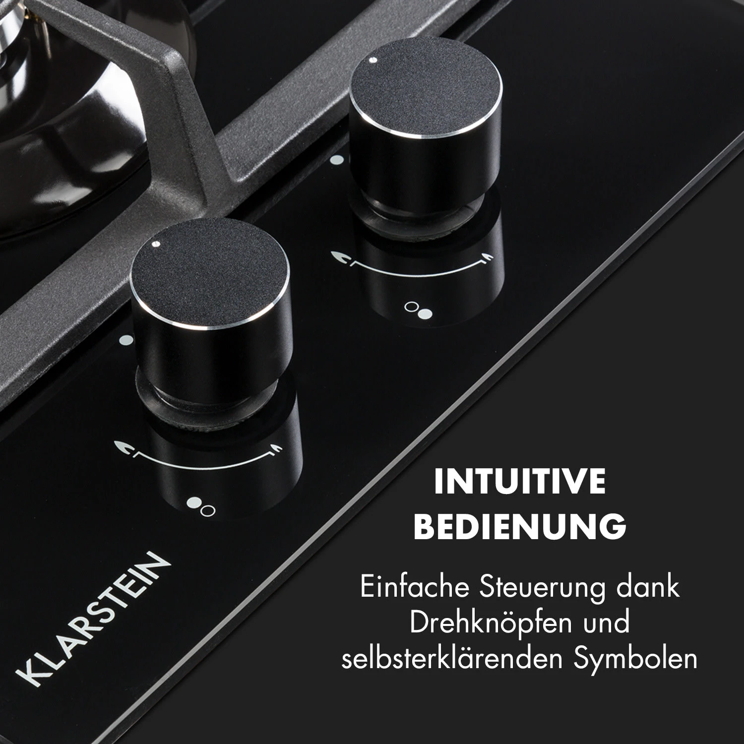 Ignito Domino Gaskochfeld 2-flammig Sabaf-Brenner Glaskeramik Schwarz – Bild 4