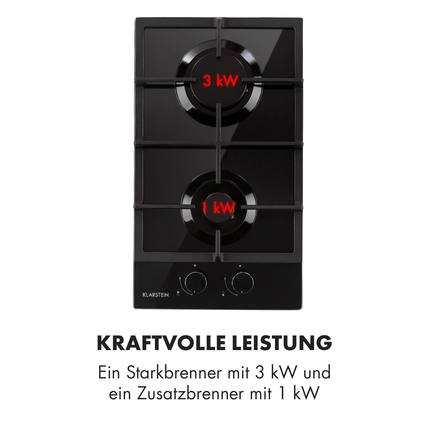 Ignito Domino Gaskochfeld 2-flammig Sabaf-Brenner Glaskeramik Schwarz – Bild 6