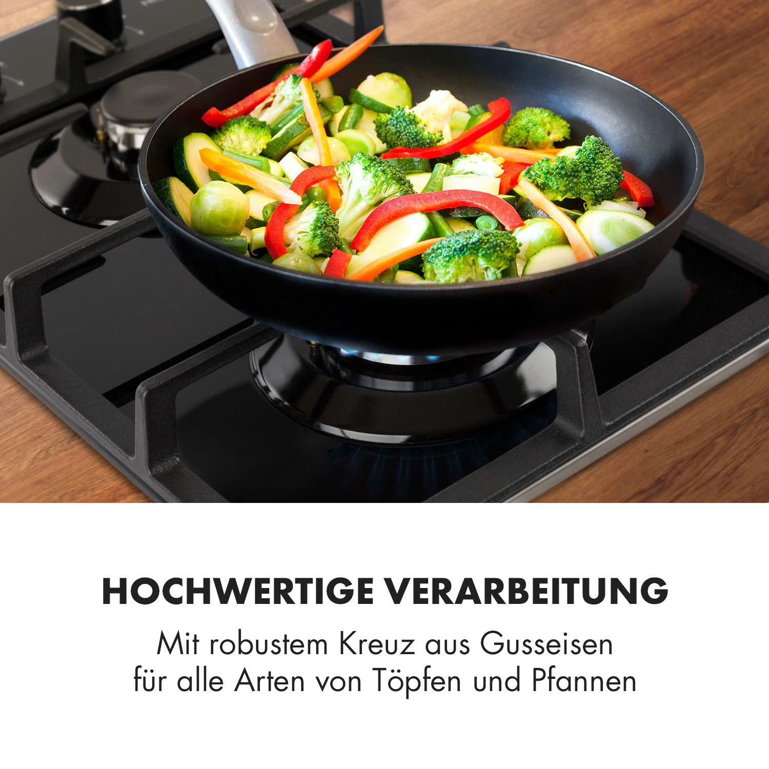 Ignito Domino Gaskochfeld 2-flammig Sabaf-Brenner Glaskeramik Schwarz – Bild 7