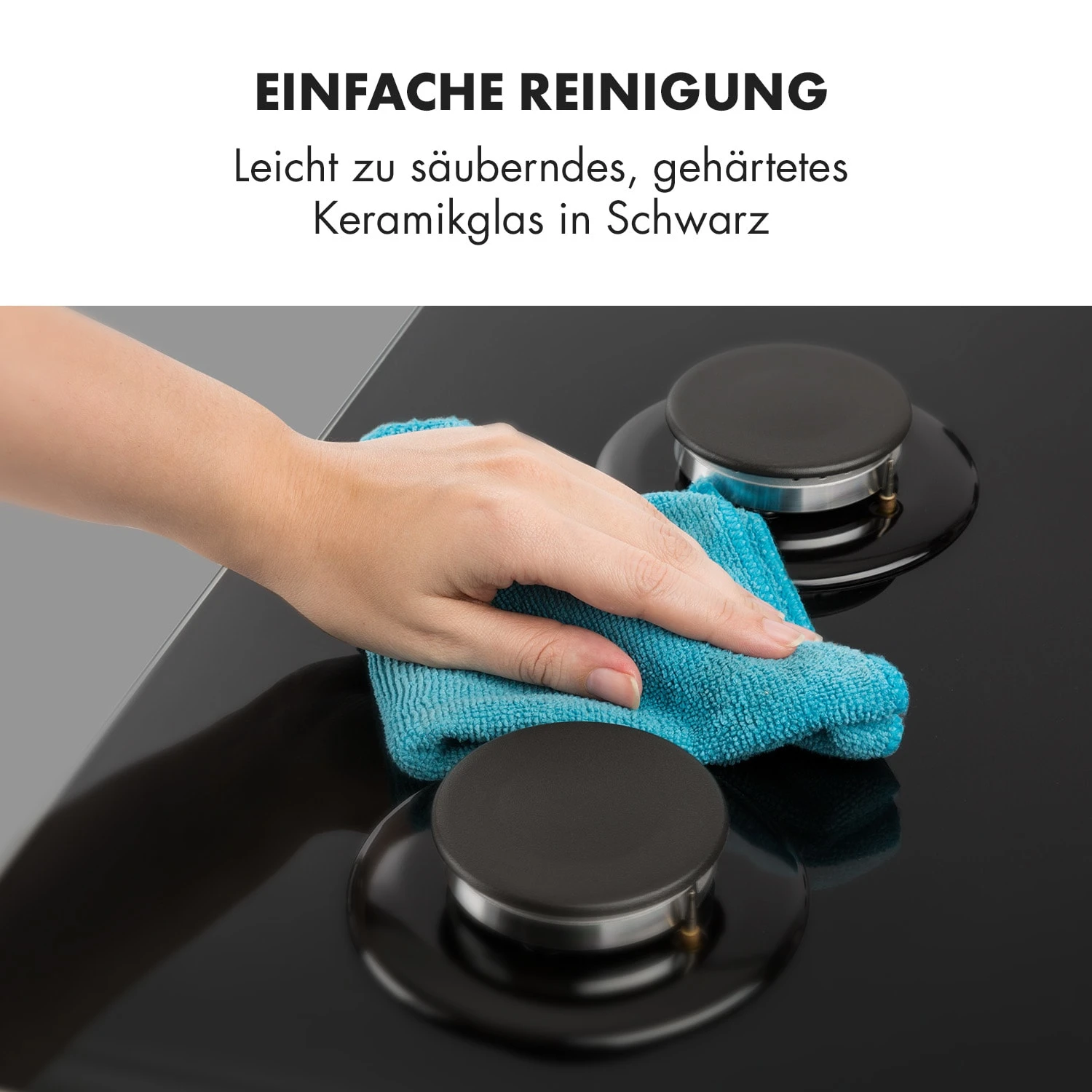 Ignito 4 Zonen Gaskochfeld 4-flammig Sabaf-Brenner Glaskeramik Schwarz – Bild 8