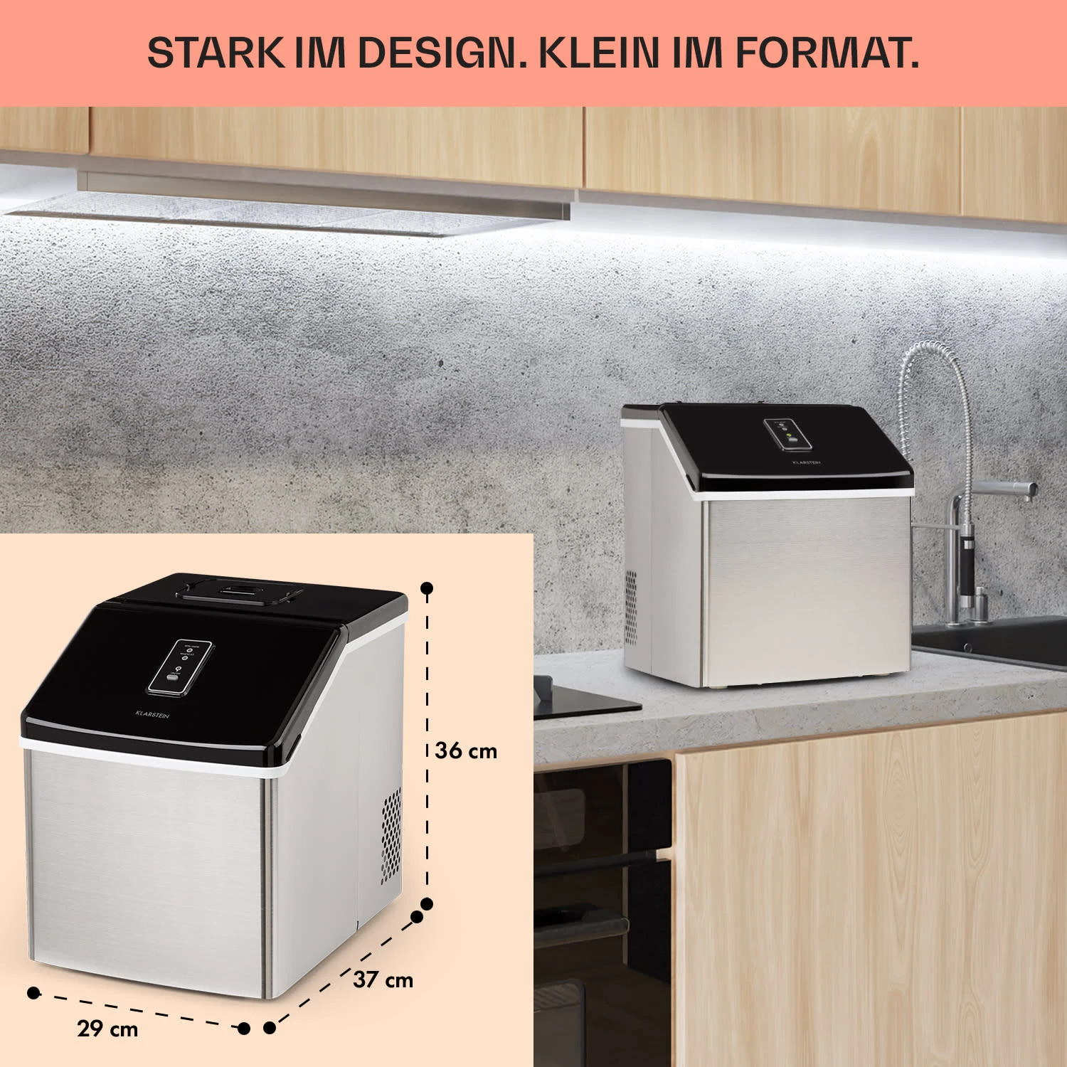 Clearcube Eiswürfelmaschine Klareis 13kg/24h Edelstahl Schwarz – Bild 6