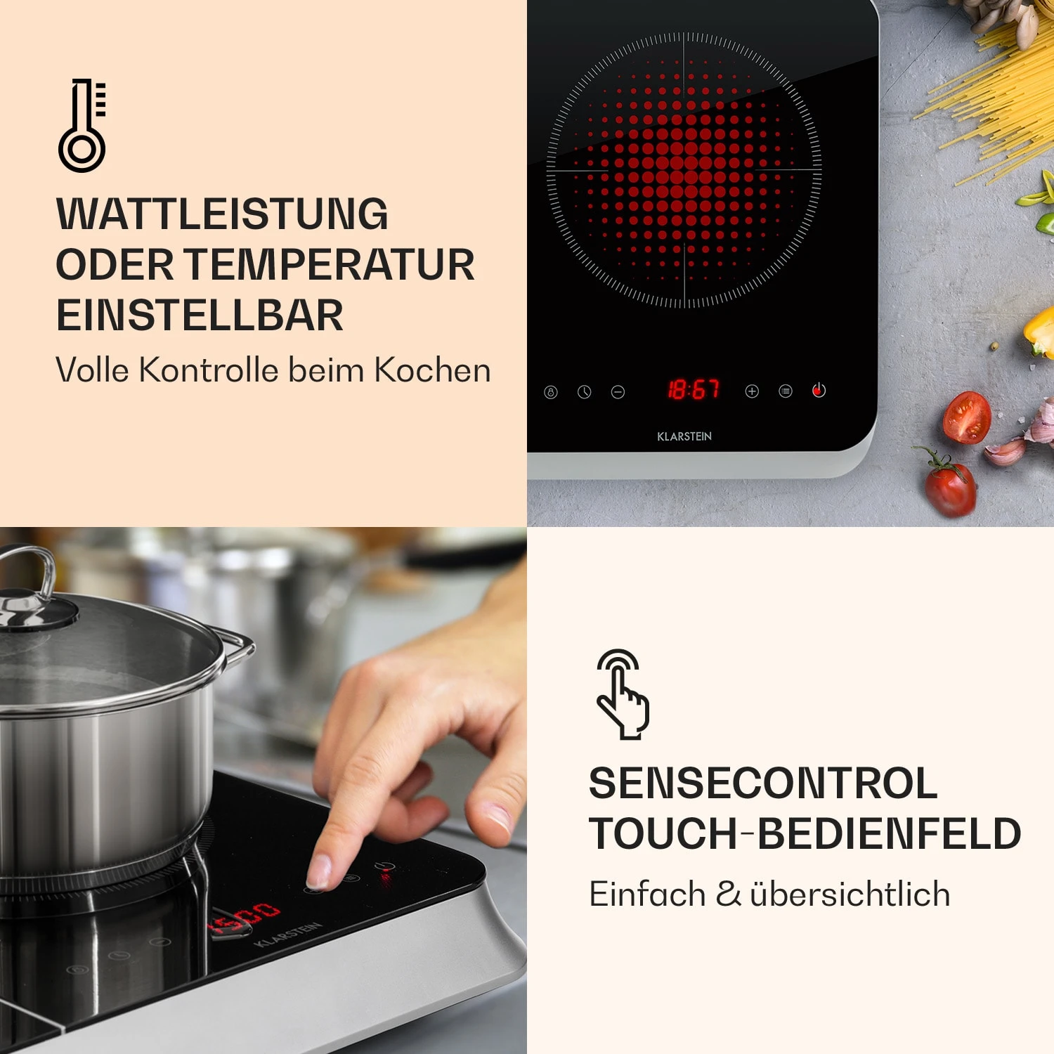 InnoChef Induktionskochfeld 3400W Touch Control Glaskeramik – Bild 4