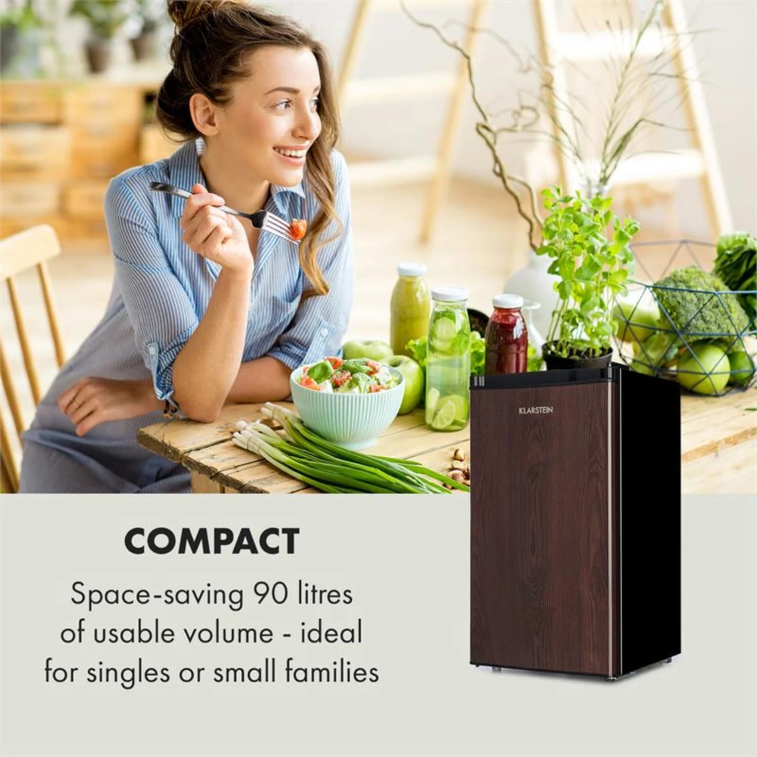 Feldberg Kühlschrank A+ 90 Liter MirageCool Concept Holzdesign Schwarz – Bild 6