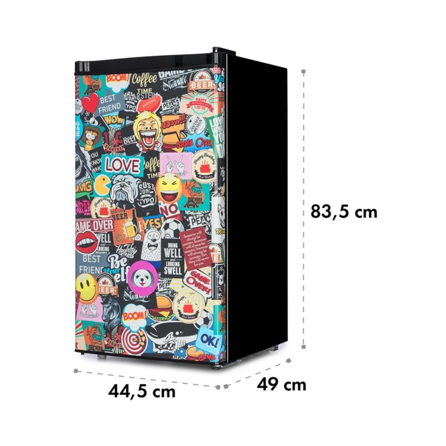 Cool Vibe Kühlschrank A+ 90 Liter VividArt Concept Manga-Style Schwarz – Bild 8