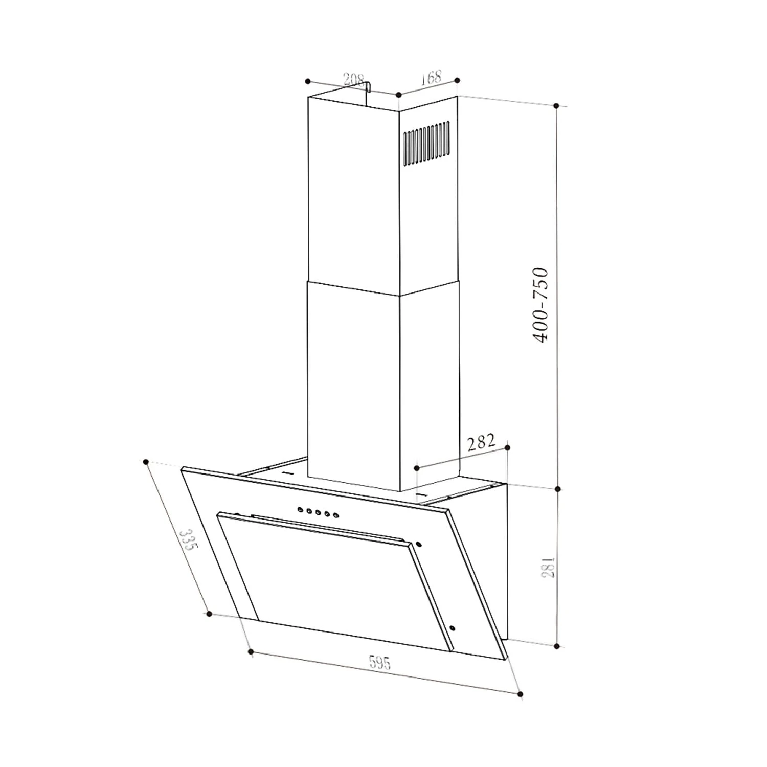 Athena Dunstabzugshaube 60cm Abluft: 350 M³/h LED Schwarz – Bild 10