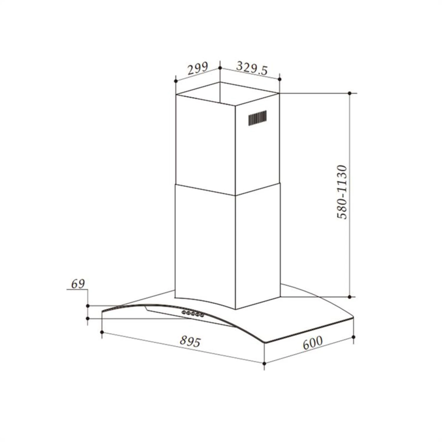 Colette Dunstabzugshaube 90cm 600m³/h EEK A Edelstahl Silber – Bild 11