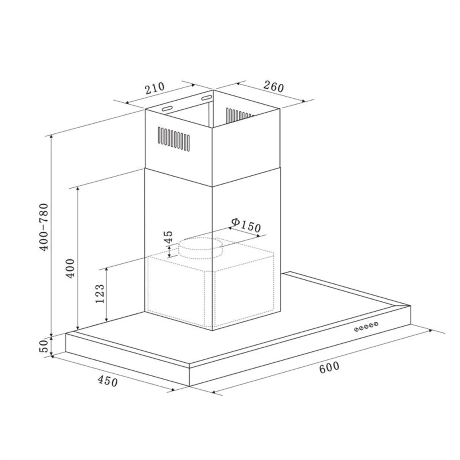 Darya Dunstabzugshaube 60cm 310 M³/h Edelstahl Silber – Bild 11