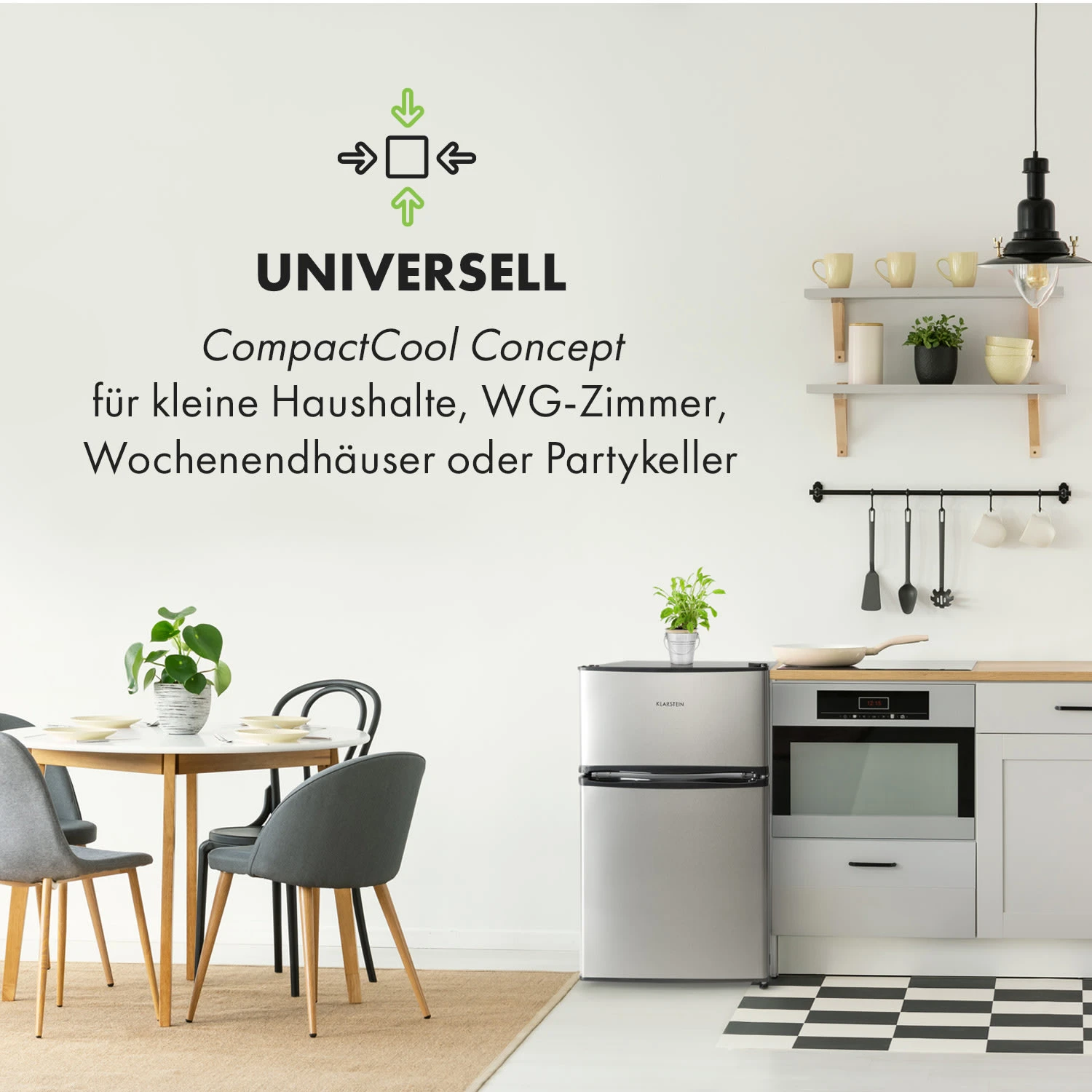 Big Daddy Cool Kühl-Gefrierkombination 61/25 Liter 2 Ebenen Edelstahl – Bild 2