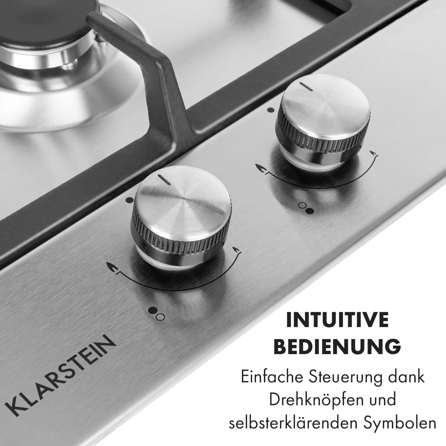 Ignito Domino Gaskochfeld 2-flammig Sabaf-Brenner Edelstahl Silber – Bild 4