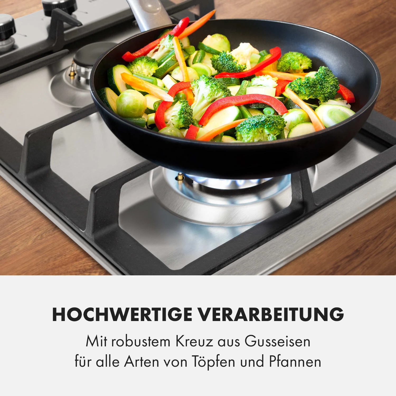 Ignito Domino Gaskochfeld 2-flammig Sabaf-Brenner Edelstahl Silber – Bild 7