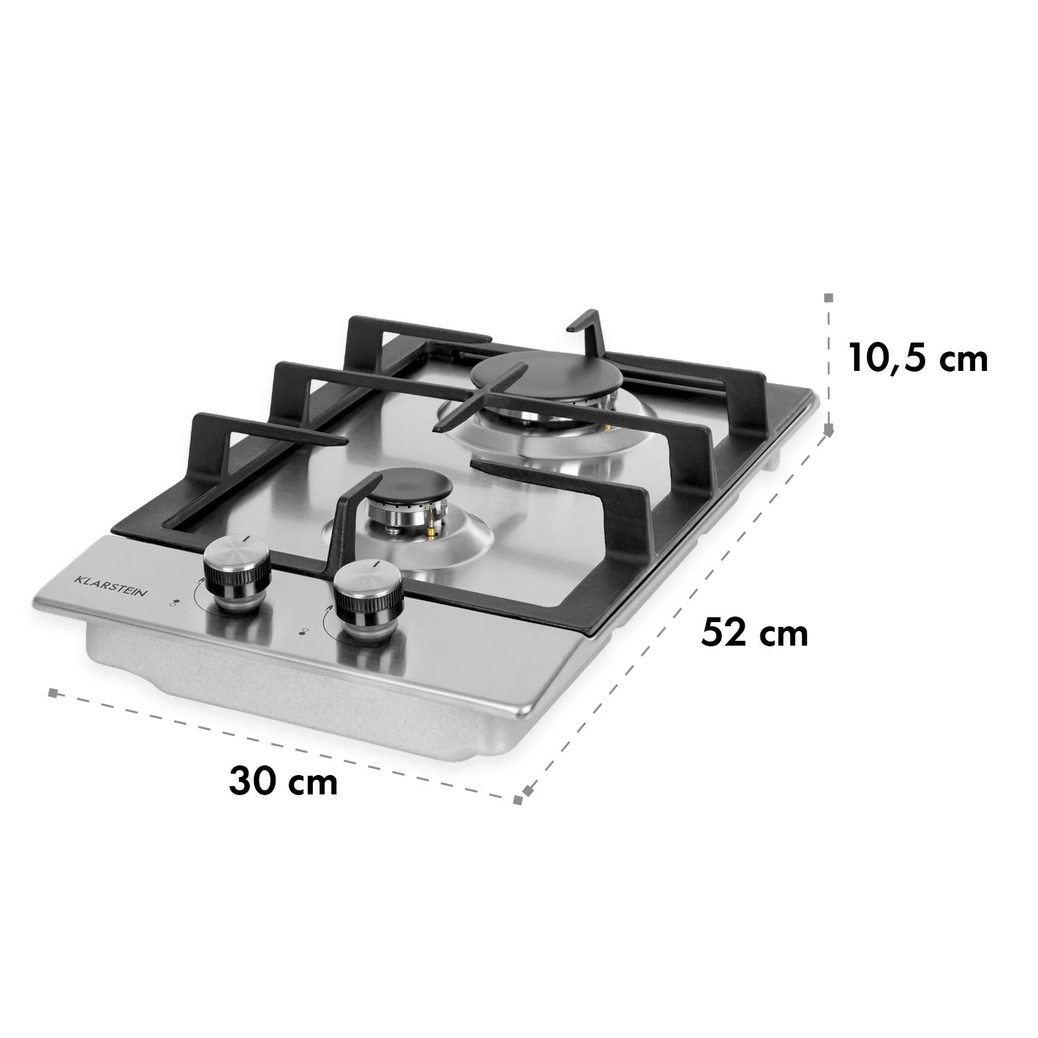 Ignito Domino Gaskochfeld 2-flammig Sabaf-Brenner Edelstahl Silber – Bild 9