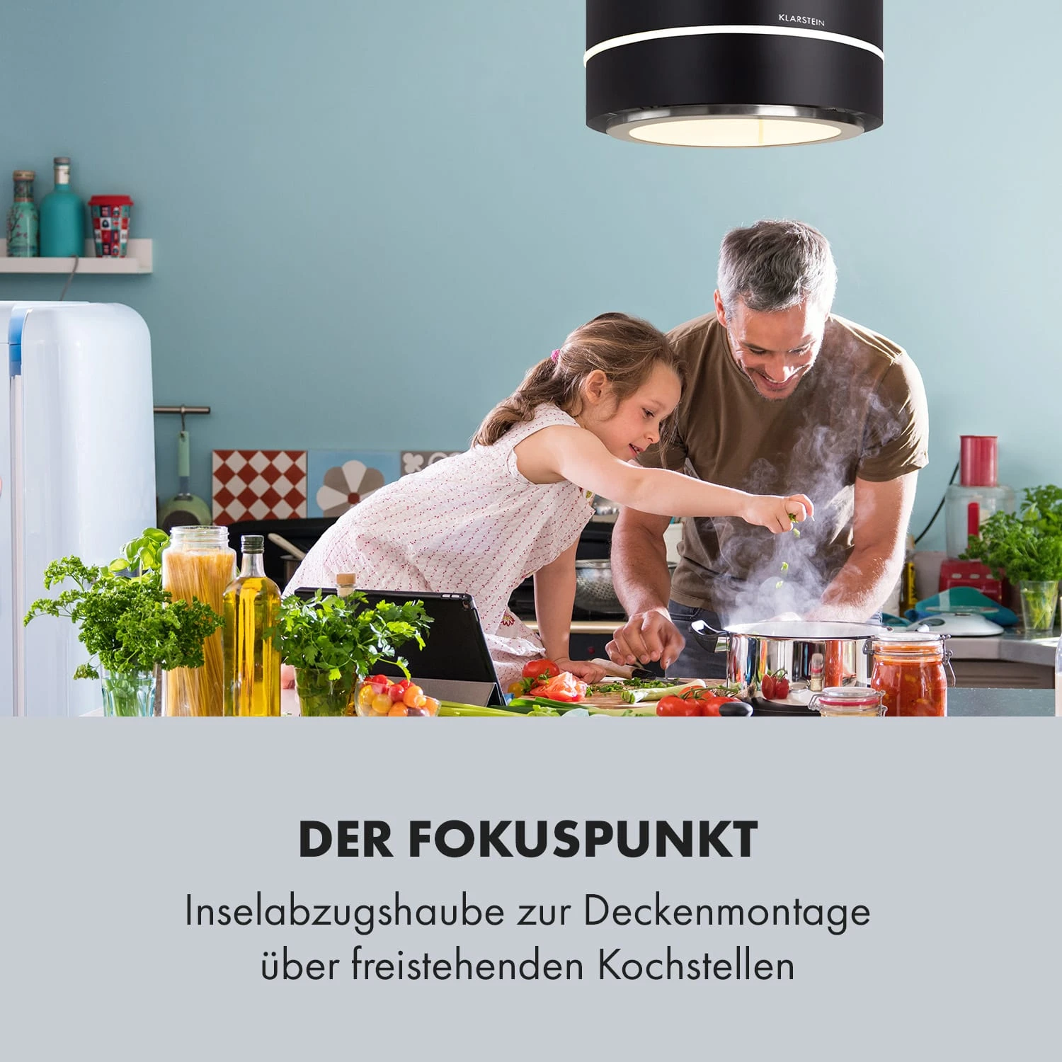 Tron Ambience Inselabzugshaube Ø38cm Umluft 540m³/h LED Schwarz – Bild 2