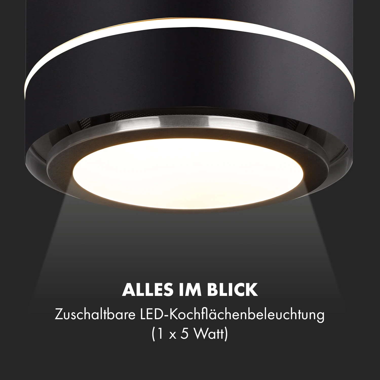 Tron Ambience Inselabzugshaube Ø38cm Umluft 540m³/h LED Schwarz – Bild 8