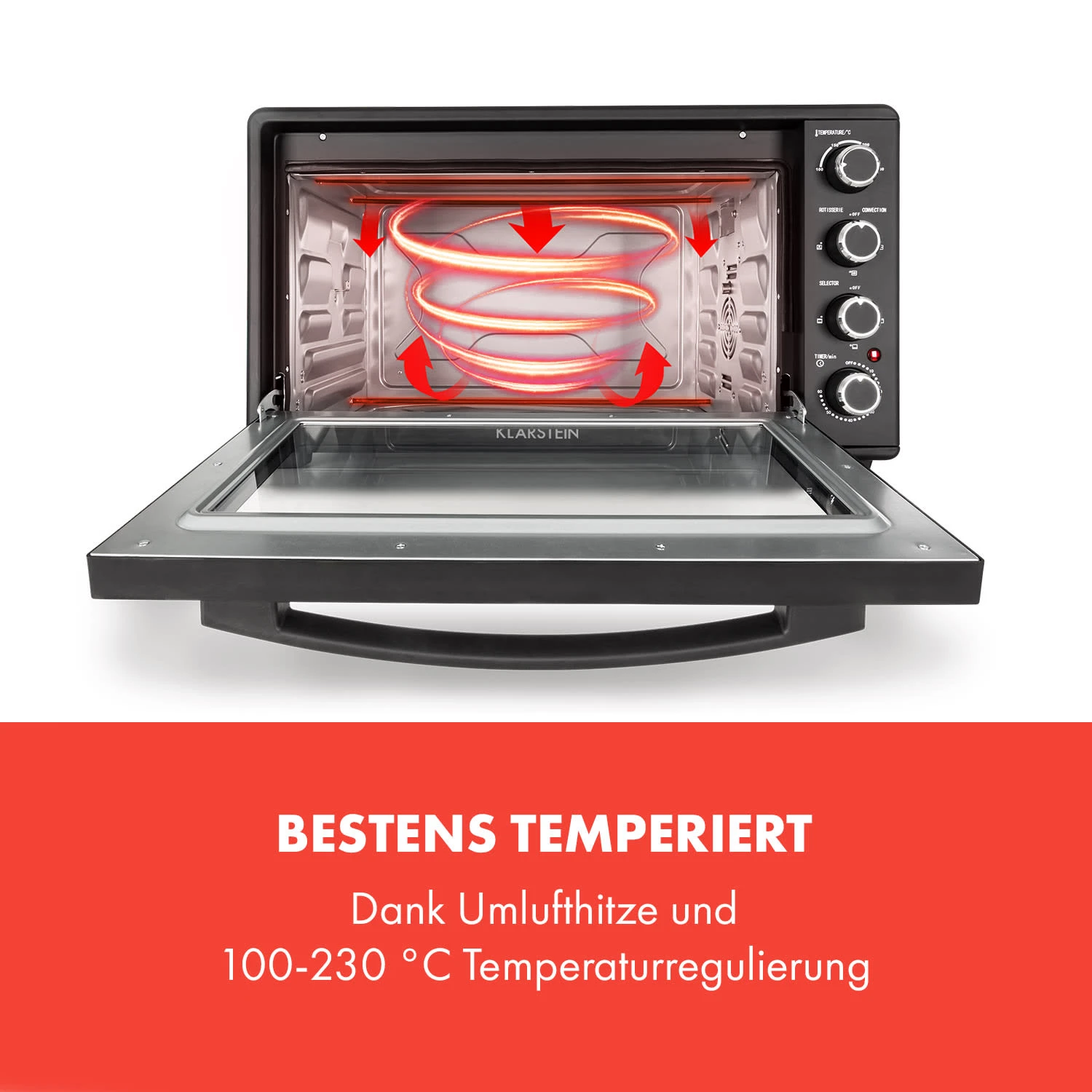 Masterchef 60 Mini-Backofen 60l 2000W 100-230 °C Timer Schwarz – Bild 3