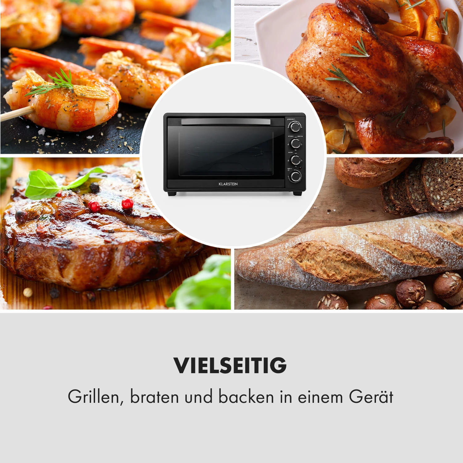 Masterchef 60 Mini-Backofen 60l 2000W 100-230 °C Timer Schwarz – Bild 7