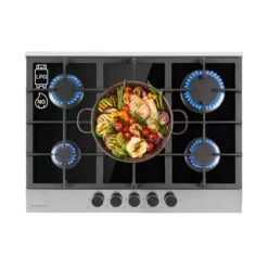 Alchemist 5 Zonen Gaskochfeld Aluminium-Brenner Glaskeramik Schwarz