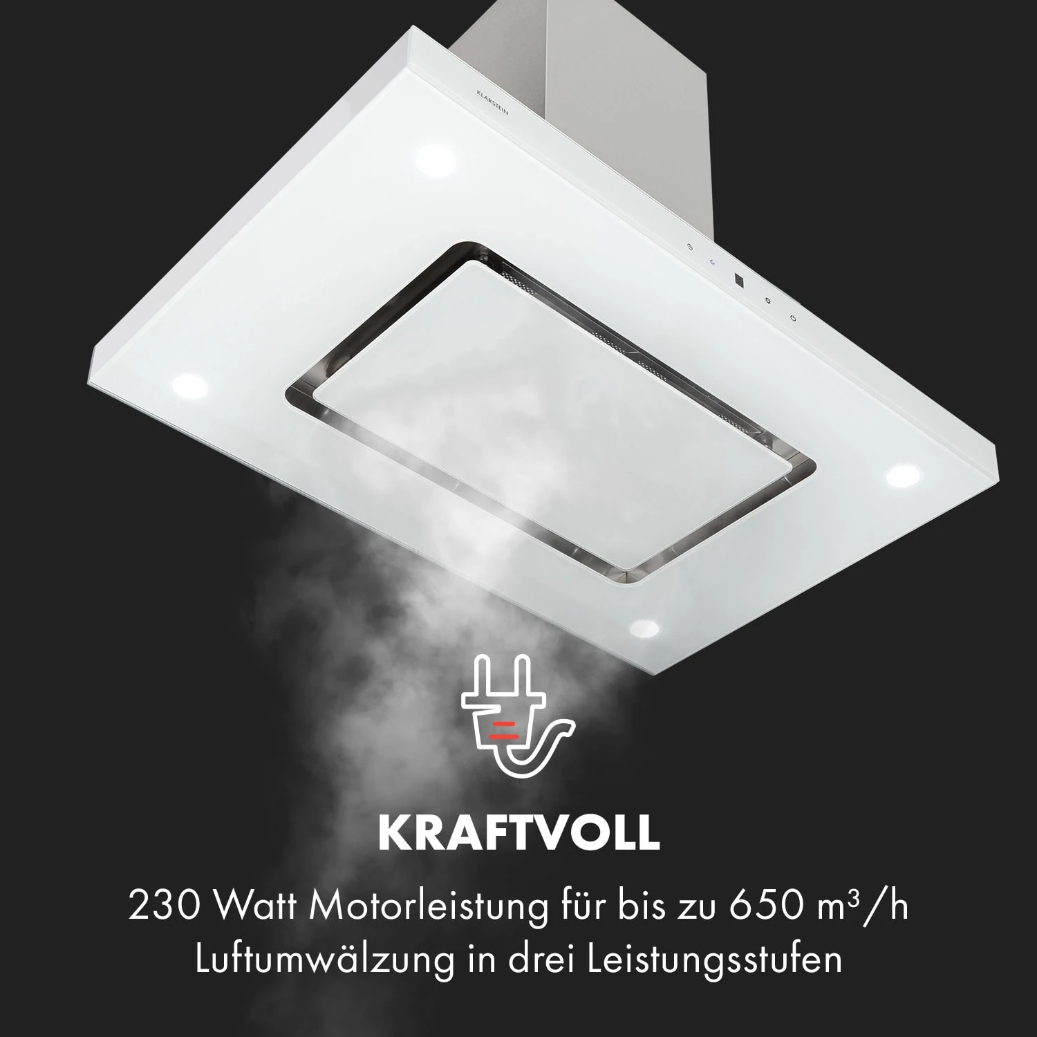 Valeria Inselhaube 90cm 650m³/h Touch EEC A LED Glas Edelstahl – Bild 6