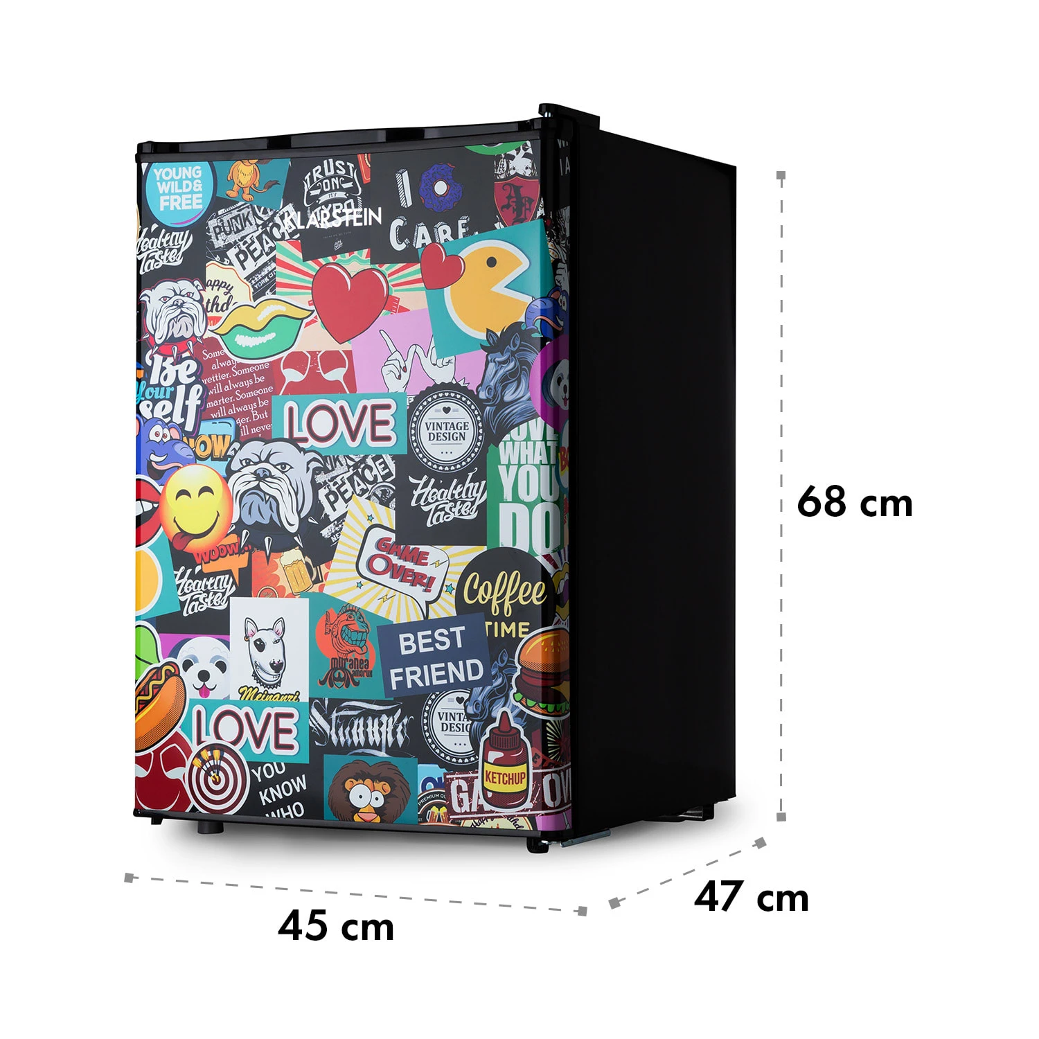 Cool Vibe 70+ Kühlschrank 72 Liter 2 Böden Stickerbomb-Style – Bild 7