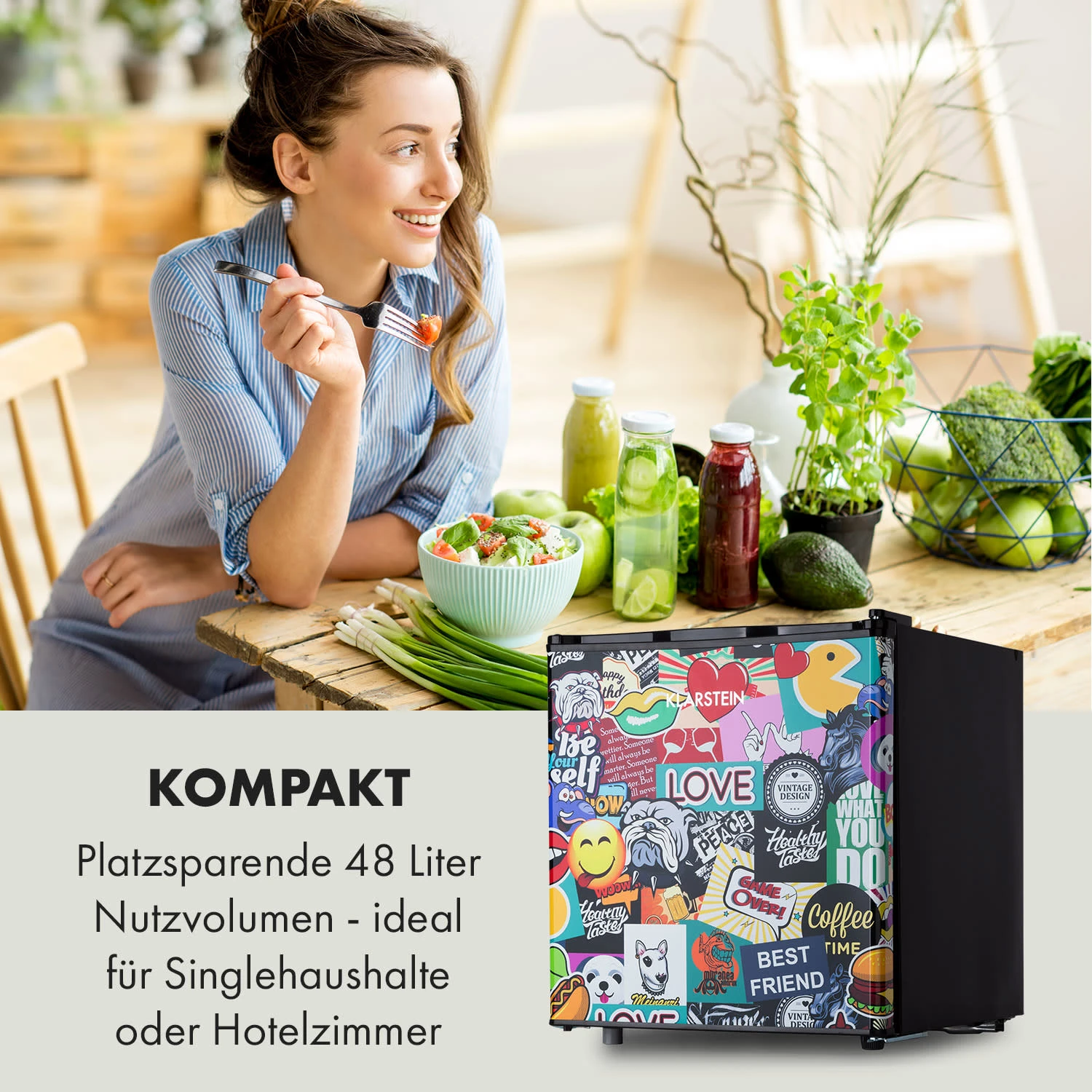 Cool Vibe 46+ Kühlschrank 46 Liter 1 Boden Stickerbomb-Style – Bild 2