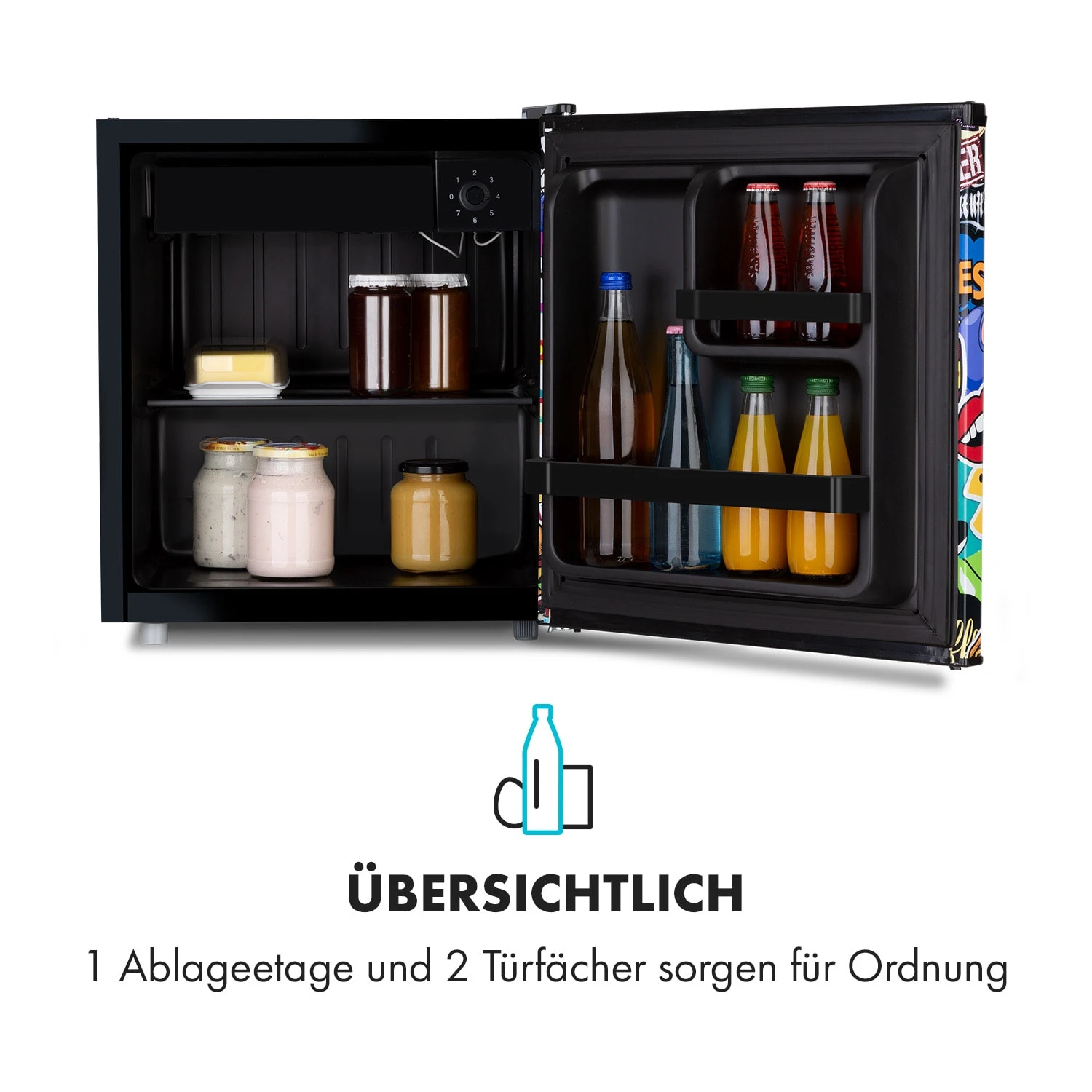 Cool Vibe 46+ Kühlschrank 46 Liter 1 Boden Stickerbomb-Style – Bild 6