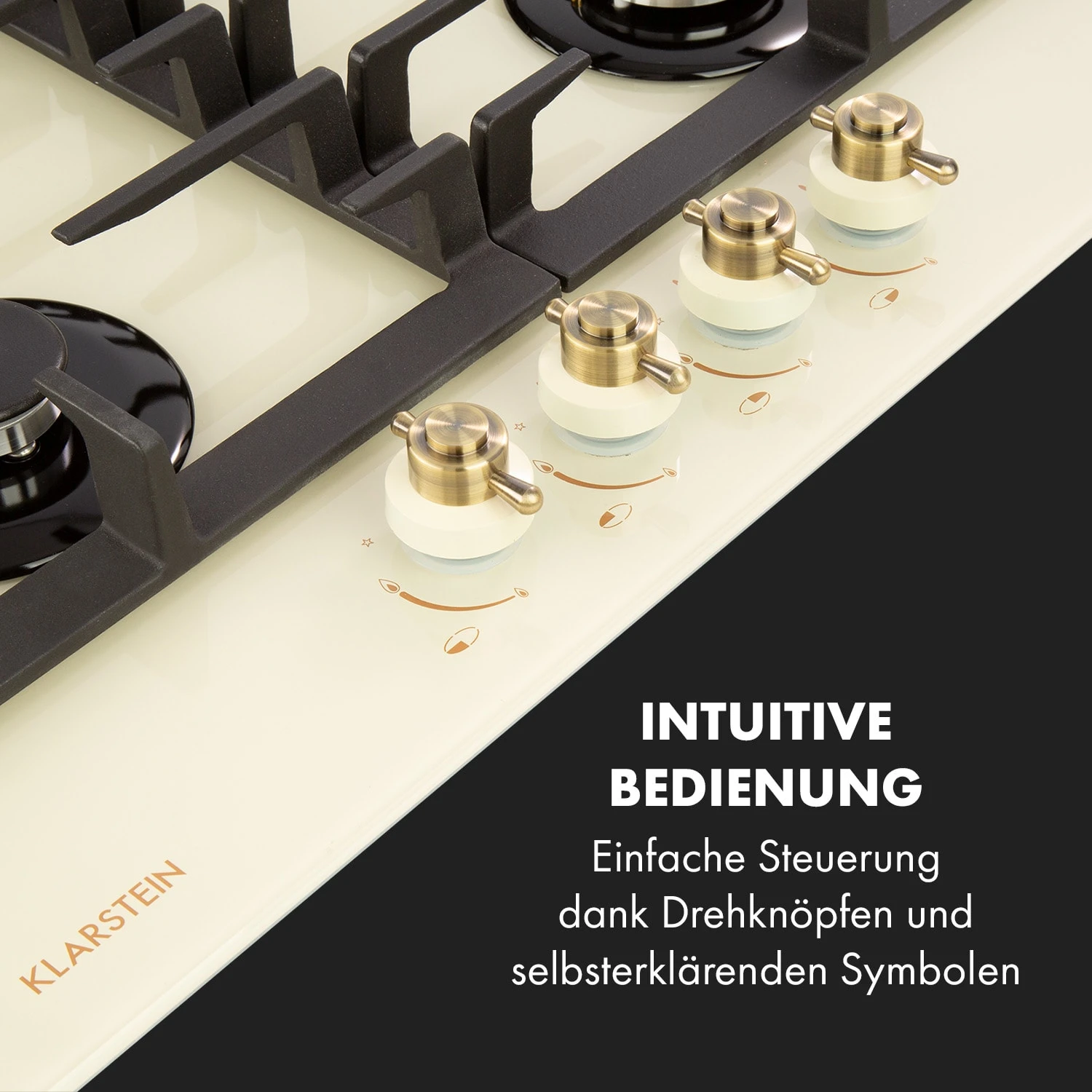 Victoria 4 Zonen Gaskochfeld 4-flammig Sabaf-Brenner Glaskeramik – Bild 4