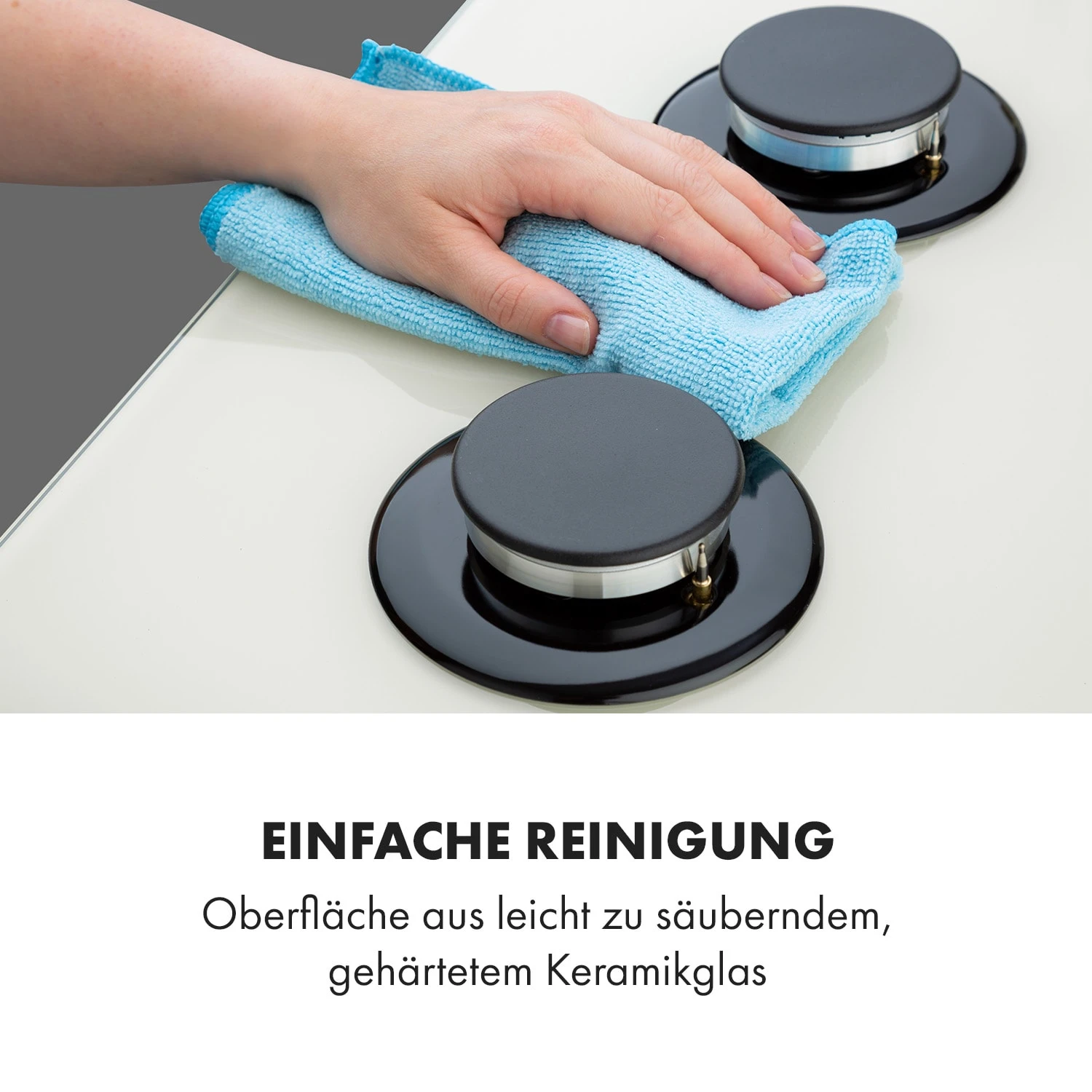 Victoria 4 Zonen Gaskochfeld 4-flammig Sabaf-Brenner Glaskeramik – Bild 9