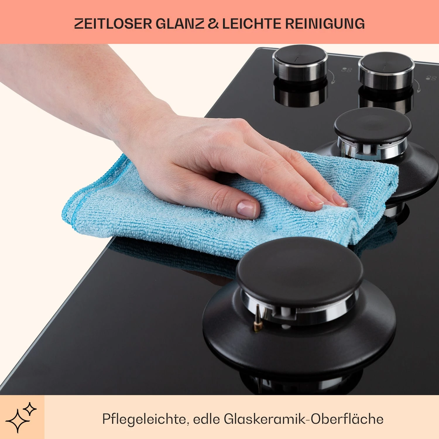 Illuminosa 4 Gaskochfeld 4-flammig Sabaf-Brenner Glaskeramik – Bild 7