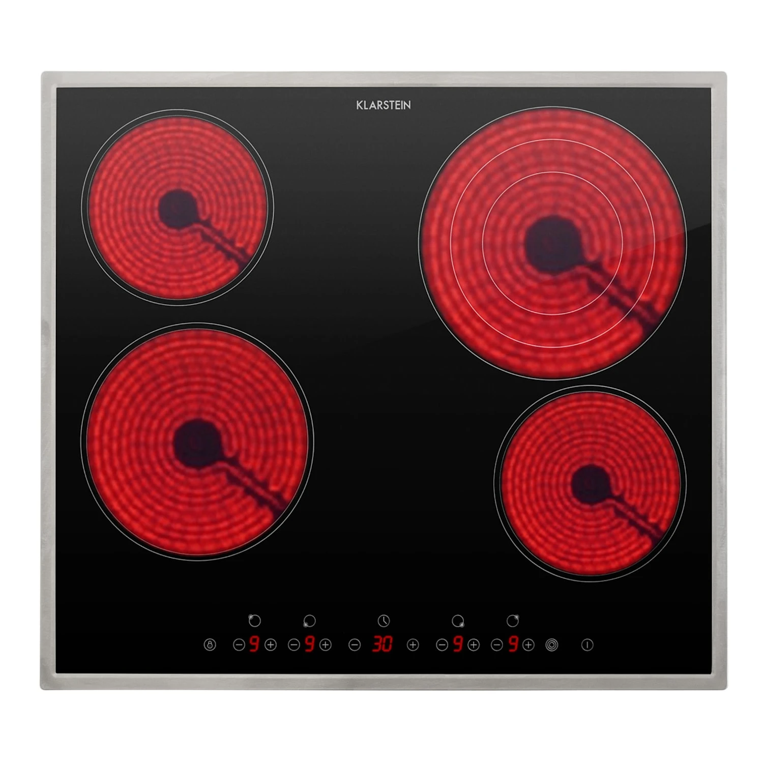 Virtuosa 4 Prime Einbaukochfeld 4 Zonen 6500W Glaskeramik Edelstahlrahmen