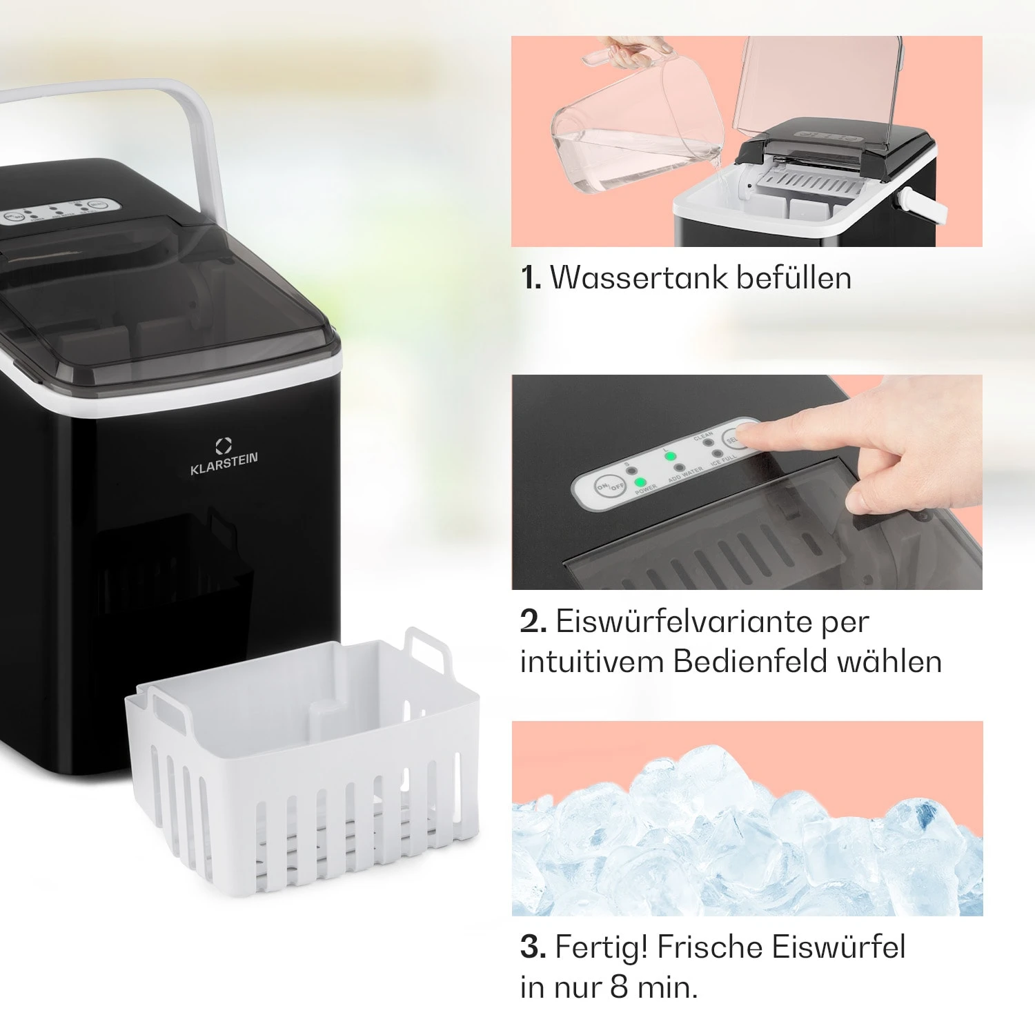 Arctic Porter Eiswürfelmaschine Bullet-Eis 12kg/24h Edelstahl – Bild 4