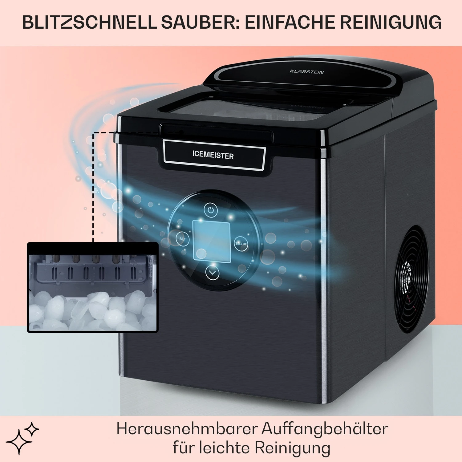 Icemeister 2G Eiswürfelmaschine 12kg/24h LC-Display Edelstahl – Bild 5