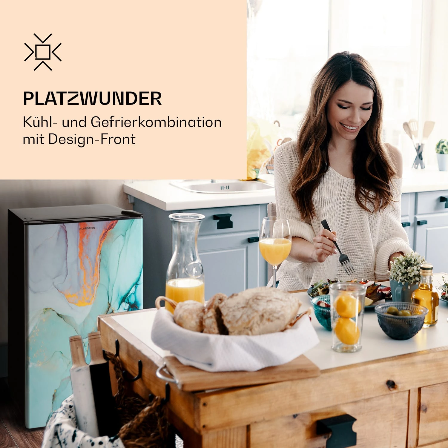 CoolArt 79L Kühl-Gefrier-Kombination EEK F Gefrierfach 9l Designtür – Bild 2