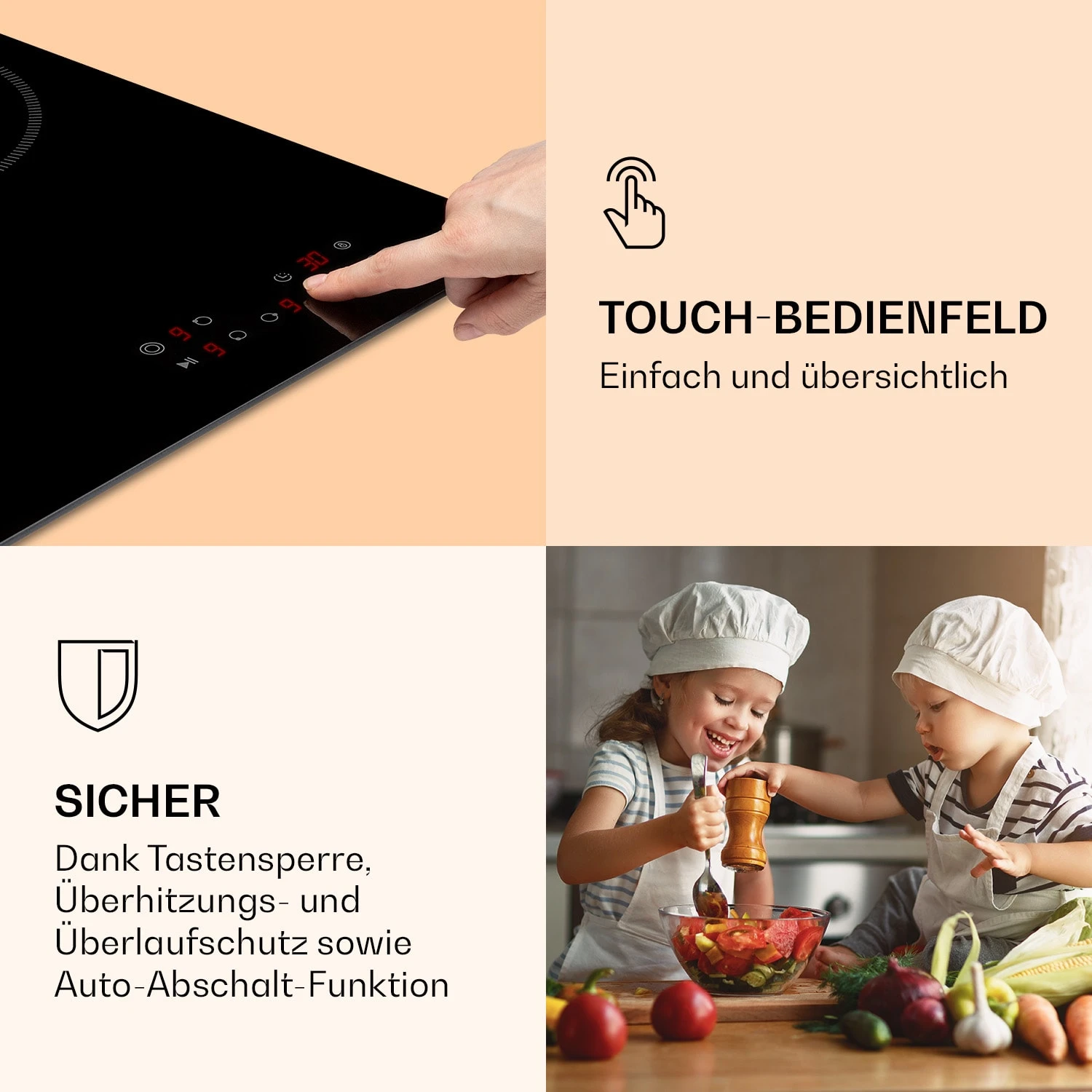 Virtuosa 3 Slim Kochfeld 3 Felder 5000 W Dualzone Timer Keramik – Bild 4