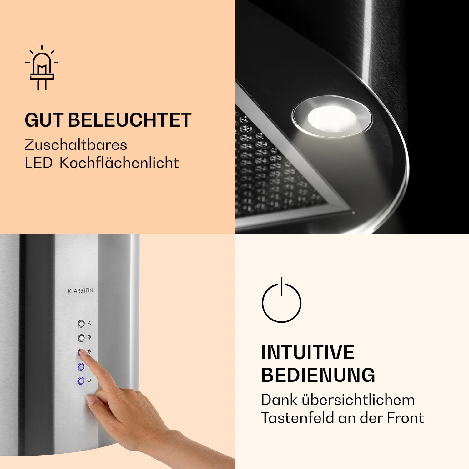 Barella Dunstabzugshaube 35,5 X 93,5 X 43 Cm Umluft 557 M³/h LED Aktivkohlefilter – Bild 3