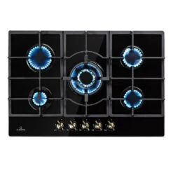 Victoria 5 Gaskochfeld 5-flammig Sabaf-Brenner Glaskeramik Retro-Look