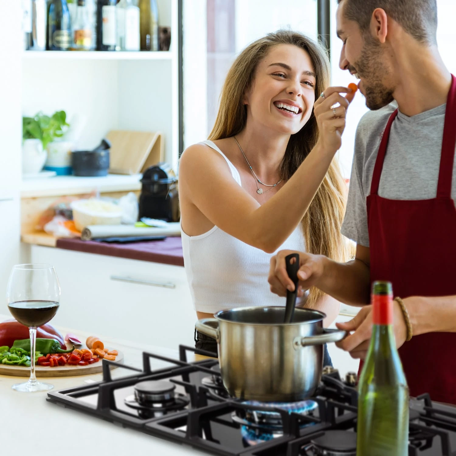 Victoria 5 Gaskochfeld 5-flammig Sabaf-Brenner Glaskeramik Retro-Look – Bild 2