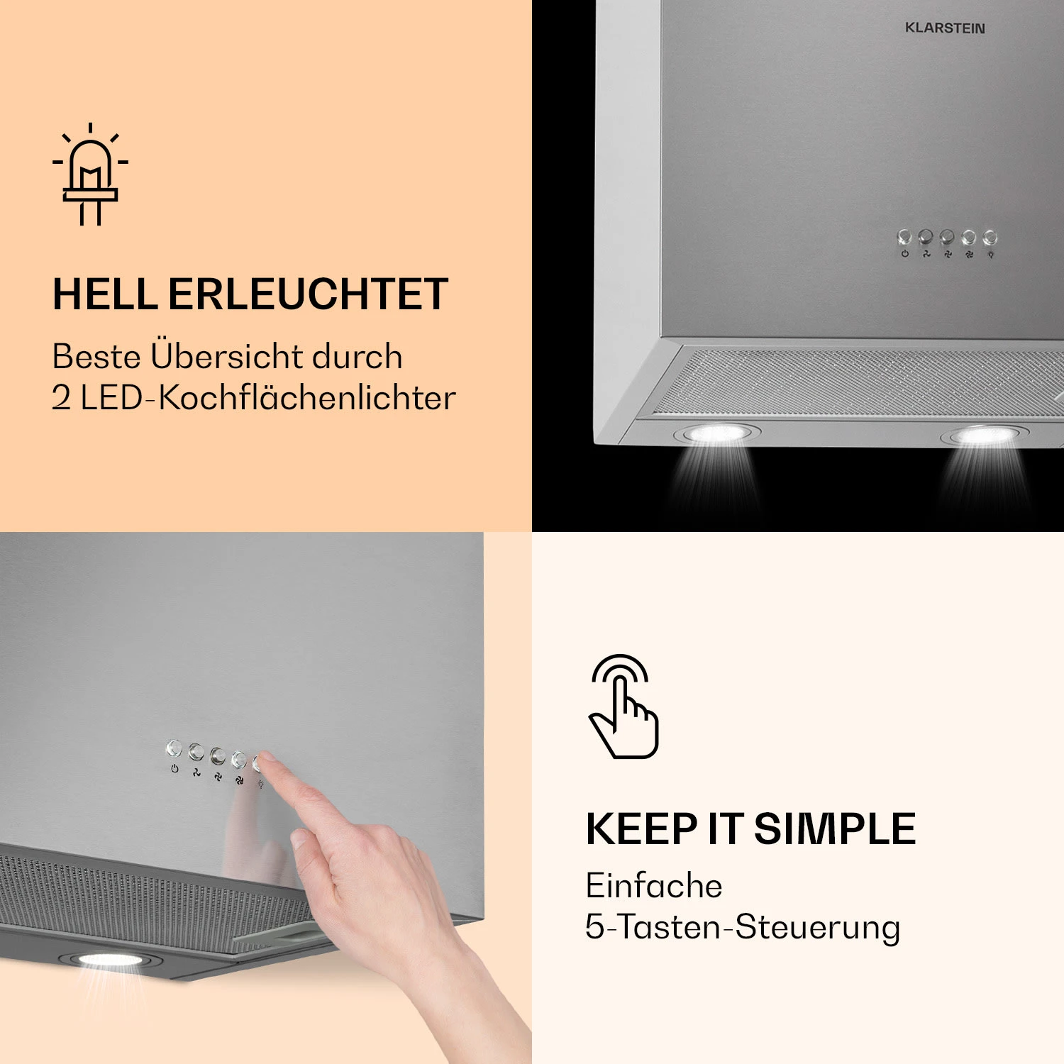 Monumenta Wandabzugshaube Aluminium 559m³/h LED EEK B – Bild 5