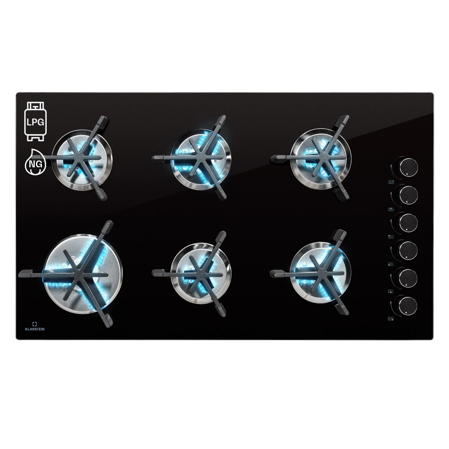 Trifecta 6 Gaskochfeld 6-flammig Gusseisen Glaskeramik