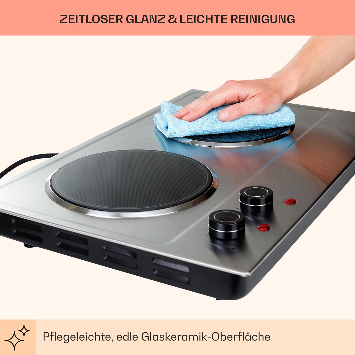 Ramsey Doppel-Kochfeld 2400W 11 Leistungsstufen Glaskeramik – Bild 8